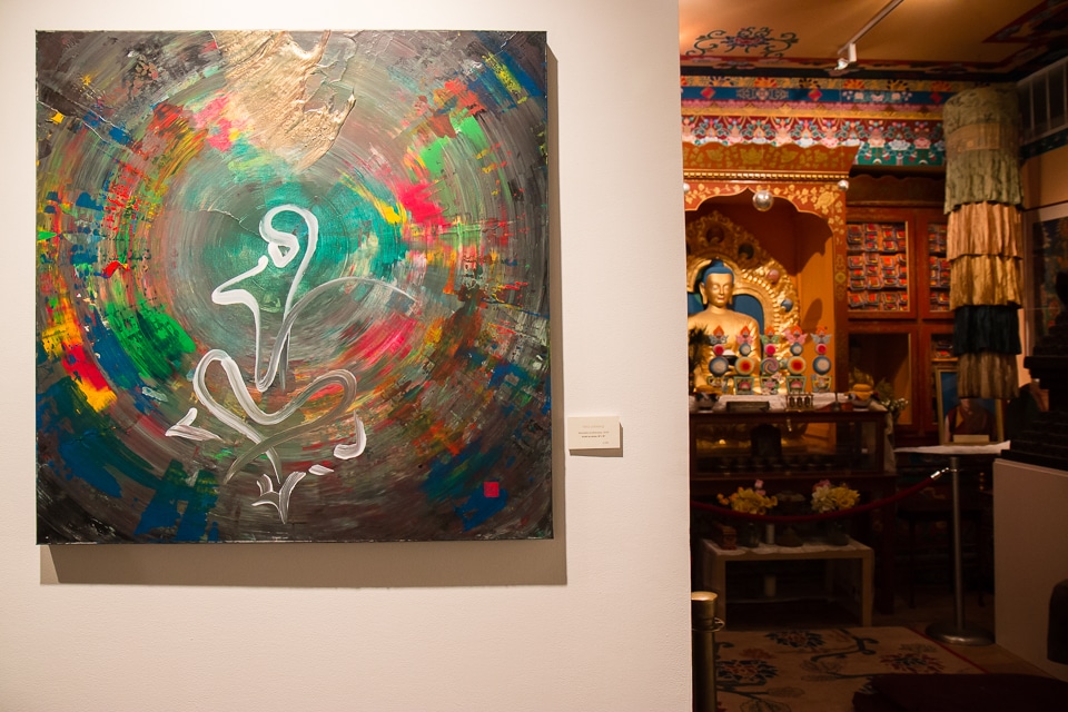 March 13, 2015 - New York, NY. "A Brush With Reality," calligraphic paintings by Tibetan artist Tara Lobsang, opens at the Tibet House.  03/13/2015 Photograph by Allegra Abramo